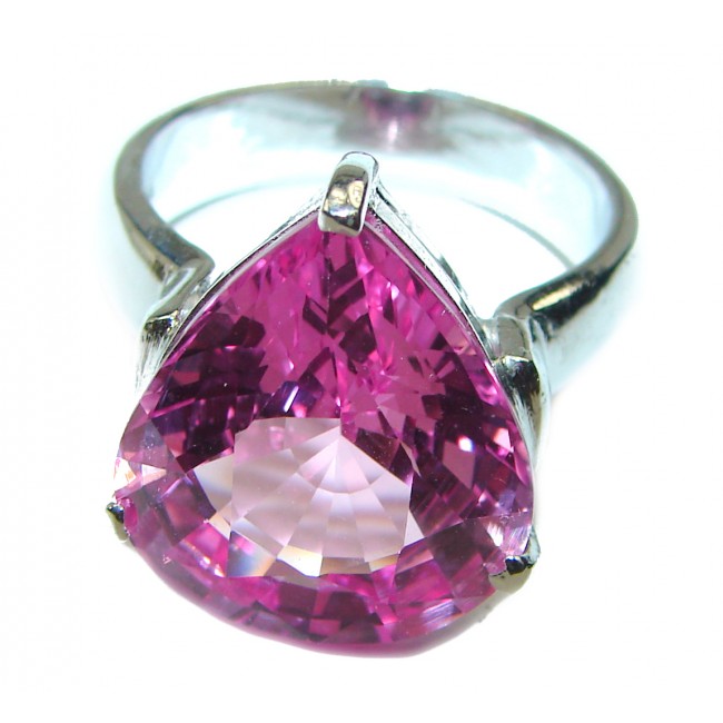 Incredible Hot Pink Topaz .925 Silver handcrafted Cocktail Ring s. 8 1/4