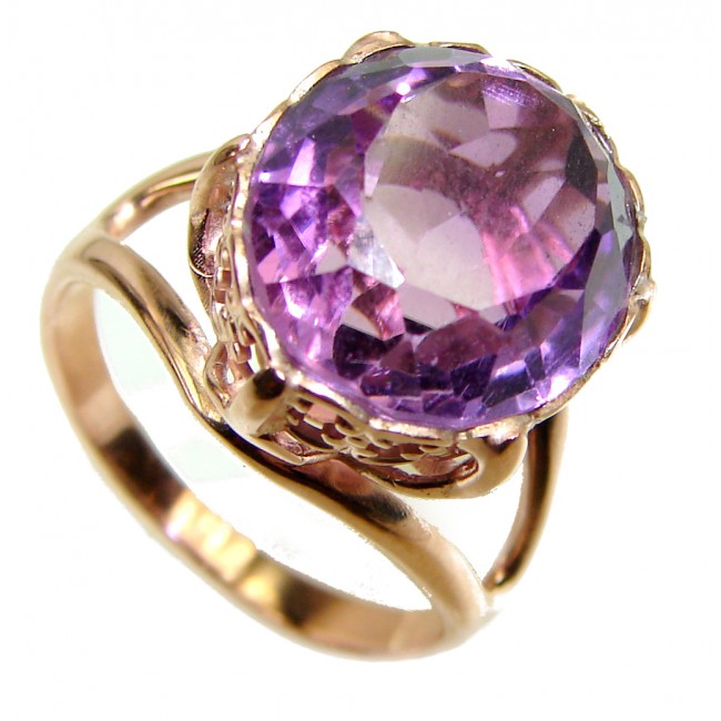Spectacular 17.5 carat Amethyst 18K Gold over .925 Sterling Silver Handcrafted Ring size 7 1/4