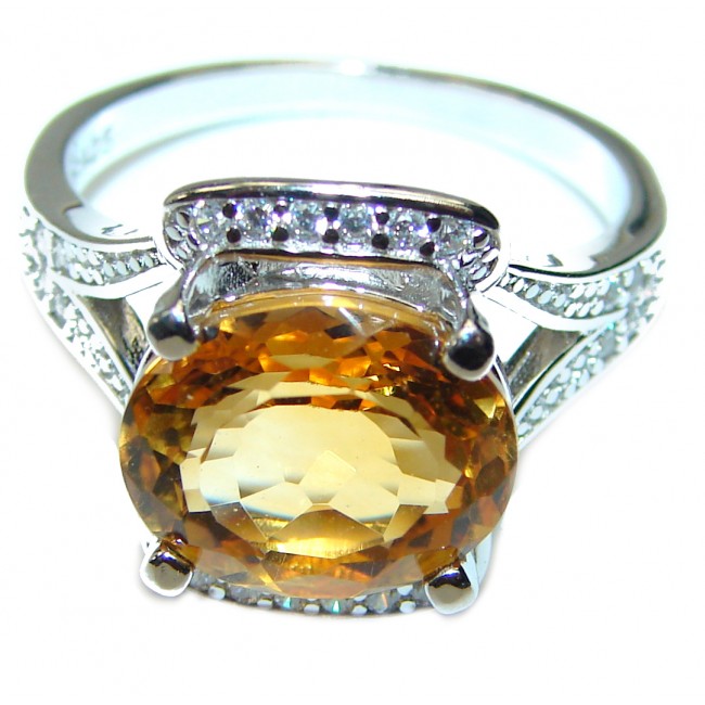 Royal Style 9.5 carat Citrine .925 Sterling Silver handmade Ring s. 7