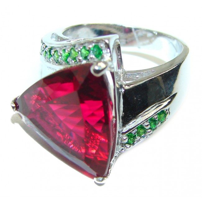 Mesmerizing Vivid Red Topaz .925 Sterling Silver handcrafted Ring size 8