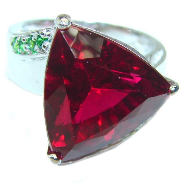 Mesmerizing Vivid Red Topaz .925 Sterling Silver handcrafted Ring size 8