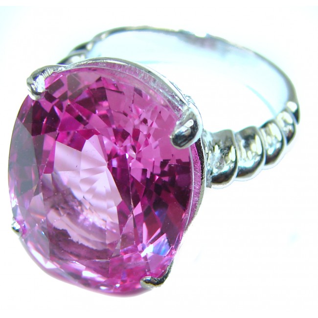 Real Diva Pink Topaz .925 Silver handcrafted Cocktail Ring s. 6 3/4