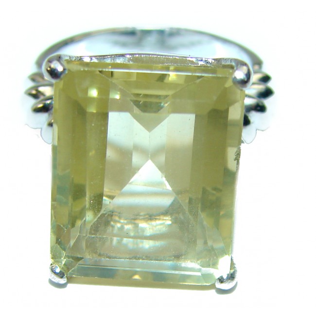 12.8 carat Genuine Lemon Quartz .925 Sterling Silver handcrafted ring size 6 1/2