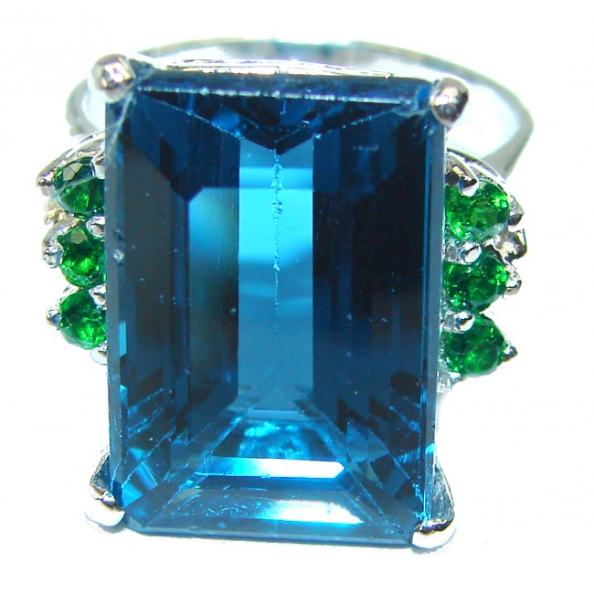 Magic Perfection 22.5 carat London Blue Topaz .925 Sterling Silver Ring size 6