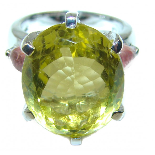 18.8 carat Genuine Lemon Quartz .925 Sterling Silver handcrafted ring size 5 1/2