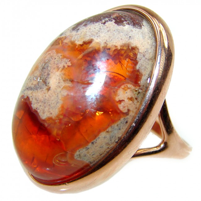 Sonoran Desert Mexican Opal 18K Rose Gold over .925 Sterling Silver handcrafted Ring size 7 1/4