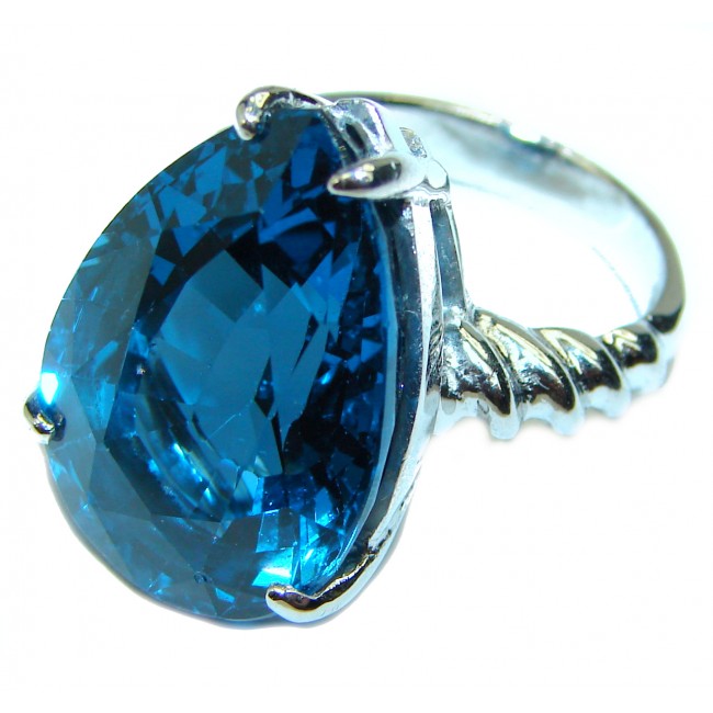 Magic Perfection 26.5 carat London Blue Topaz .925 Sterling Silver Ring size 5 1/2