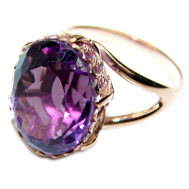Spectacular 14.5 carat Amethyst 18K Gold over .925 Sterling Silver Handcrafted Ring size 7