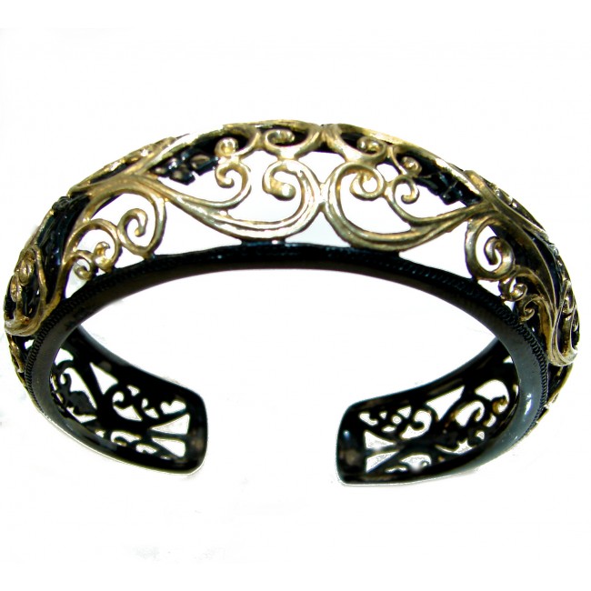 Two tones Gold and Black Rhodium over .925 Sterling Silver handcrafted Bracelet