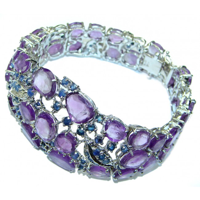 Purple Desire authentic Amethyst Sapphire .925 Sterling Silver handcrafted Bracelet