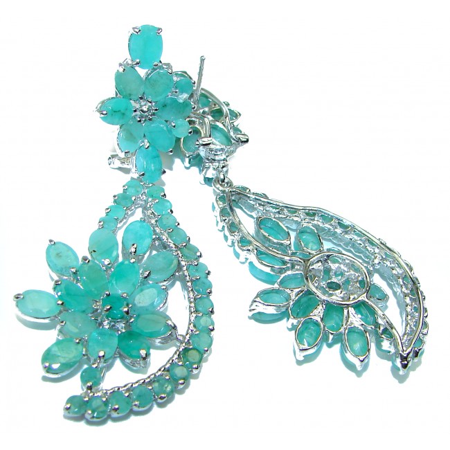 Born To Glam Emerald .925 Sterling Silver handcrafted incredible earrings