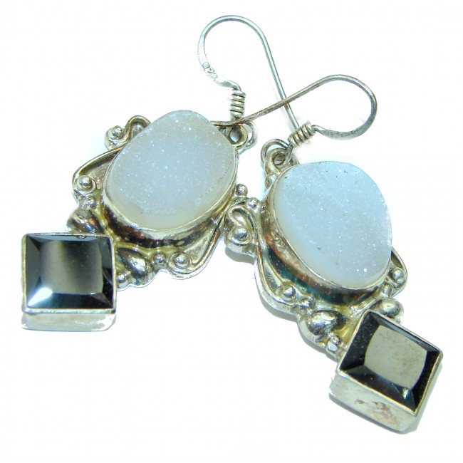 Chunky Agate Druzy Sterling Silver handmade Earrings