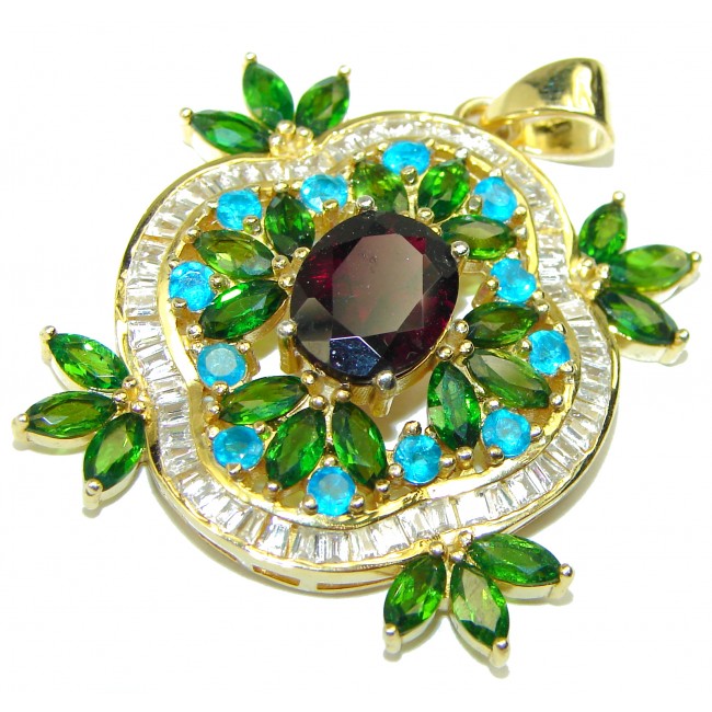 Authentic Ruby Chrome Diopside 18K Gold over .925 Sterling Silver Pendant