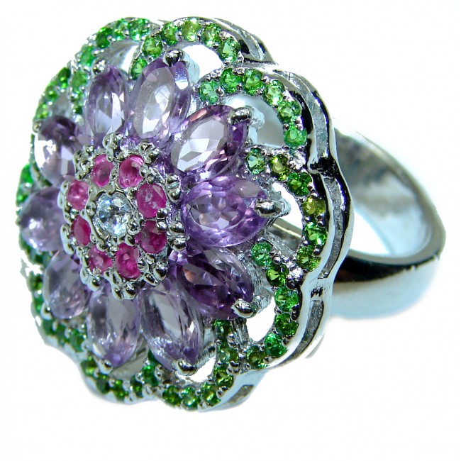 Spectacular 15.5 carat Amethyst .925 Sterling Silver Handcrafted Ring size 8 1/4