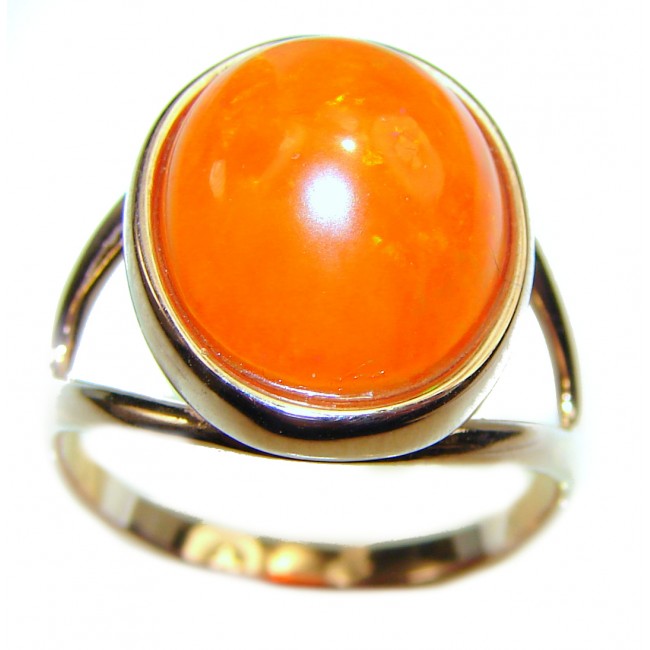 Mexican Sunset Mexican Opal 18K Rose Gold over .925 Sterling Silver handcrafted Ring size 7 1/2