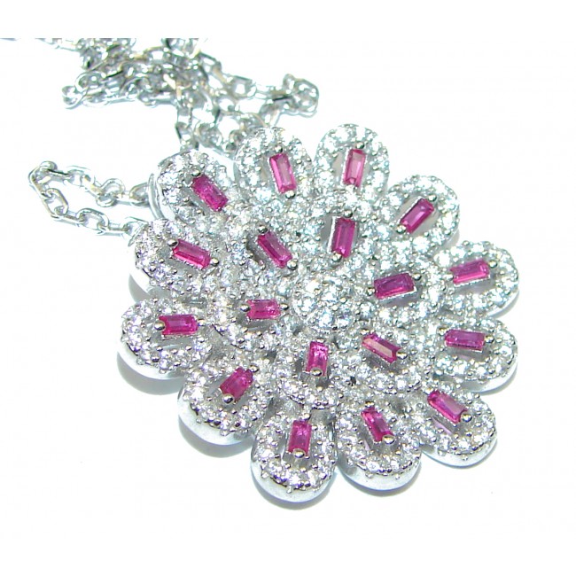 Pink Melody faceted Ruby .925 Sterling Silver handcrafted necklace