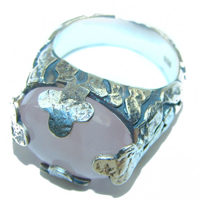 Rose Quartz .925 Sterling Silver handmade Ring size 7
