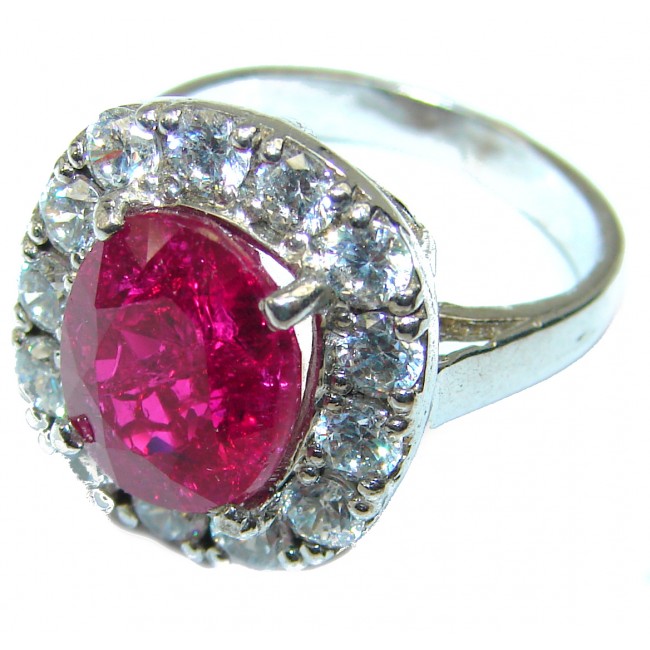 Deep Red Ruby .925 Sterling Silver handcrafted Ring size 6 1/4