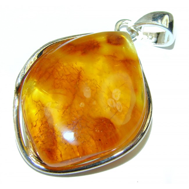 Authentic Golden Baltic Amber .925 Sterling Silver handmade Pendant