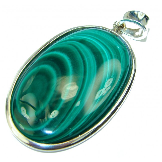 Authentic 35.8 grams best quality Malachite .925 Sterling Silver handmade Pendant