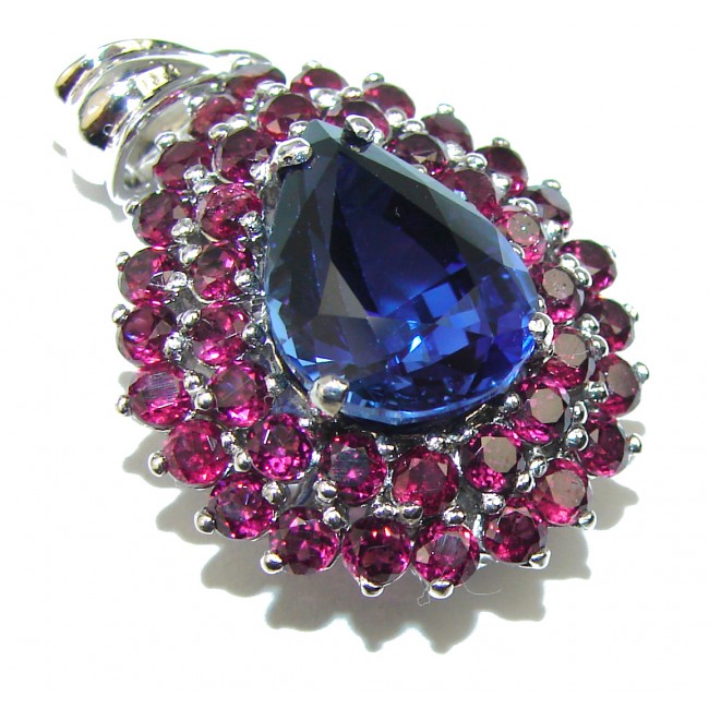 Pure Perfection London Blue Topaz Ruby .925 Sterling Silver handmade Pendant
