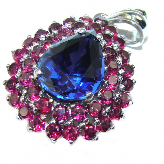 Pure Perfection London Blue Topaz Ruby .925 Sterling Silver handmade Pendant
