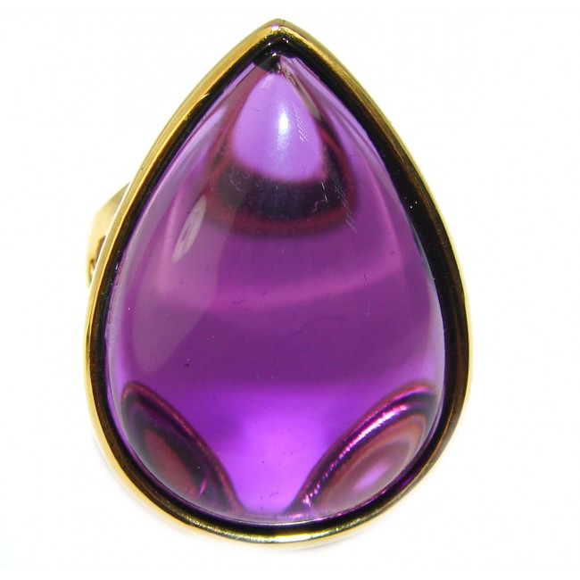 Spectacular Amethyst 14K Gold over .925 Sterling Silver Handcrafted Large Ring size 5 3/4