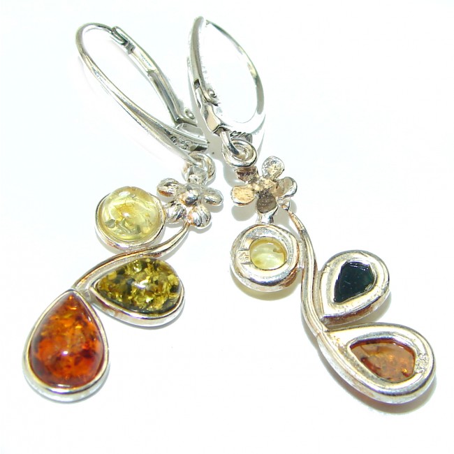 Wonderful Baltic Amber .925 Sterling Silver entirely handcrafted earrings