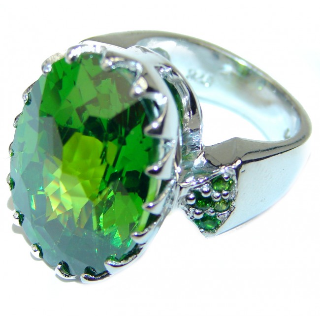 Adeline 42.5 carat Peridot .925 Sterling Silver ring s. 6
