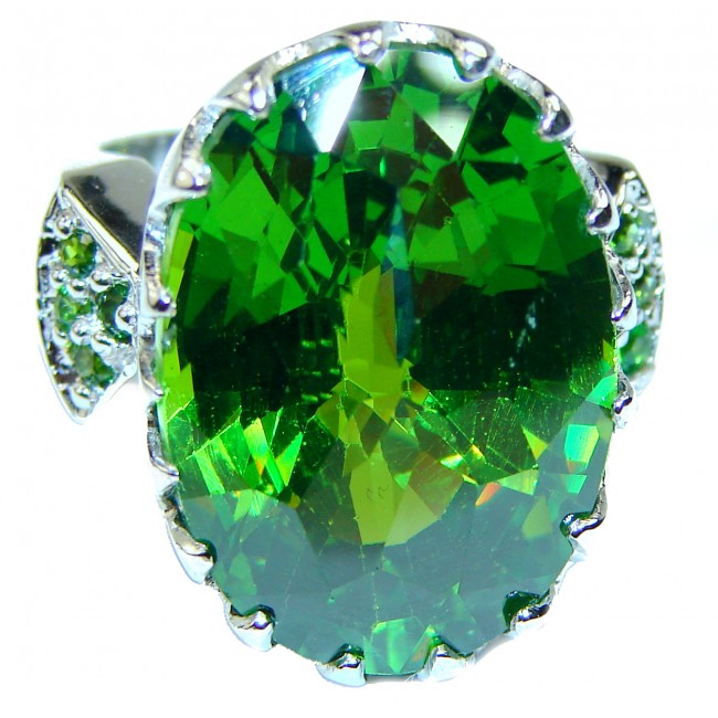 Adeline 42.5 carat Peridot .925 Sterling Silver ring s. 6