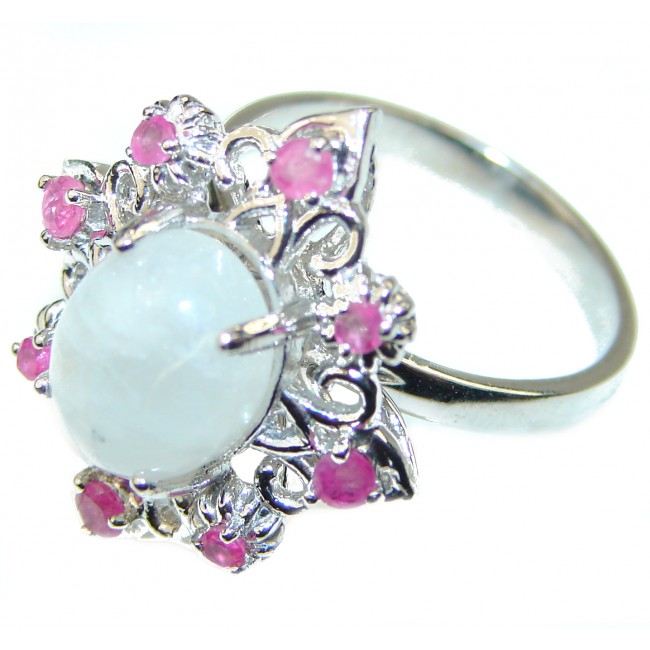 Special Fire Moonstone .925 Sterling Silver handmade ring s. 8 3/4