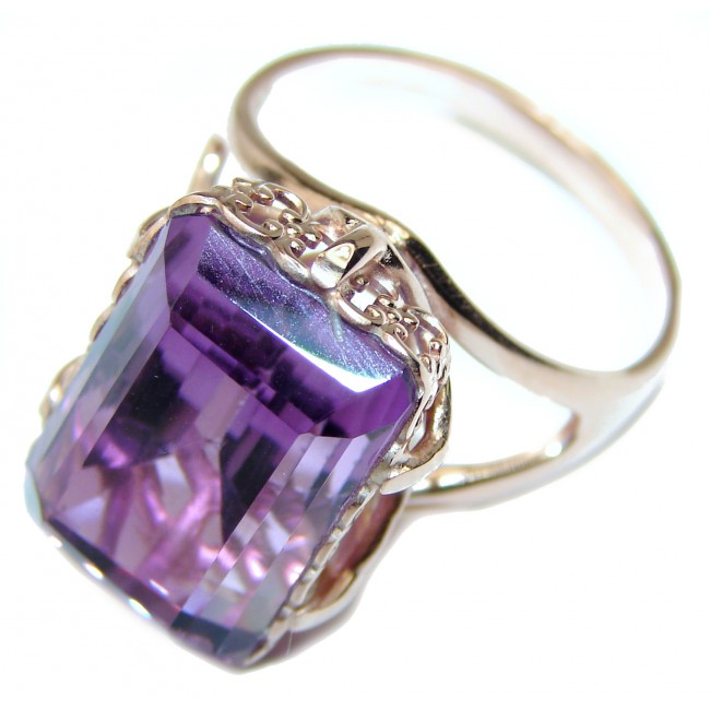 Spectacular 22.5 carat Amethyst 18K Gold over .925 Sterling Silver Handcrafted Ring size 9