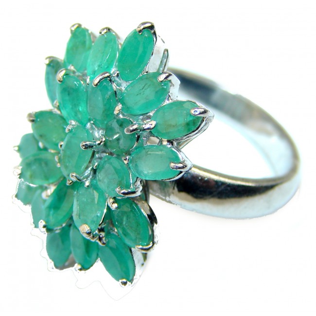 Fancy Authentic Emerald .925 Sterling Silver handmade Ring size 8 1/4