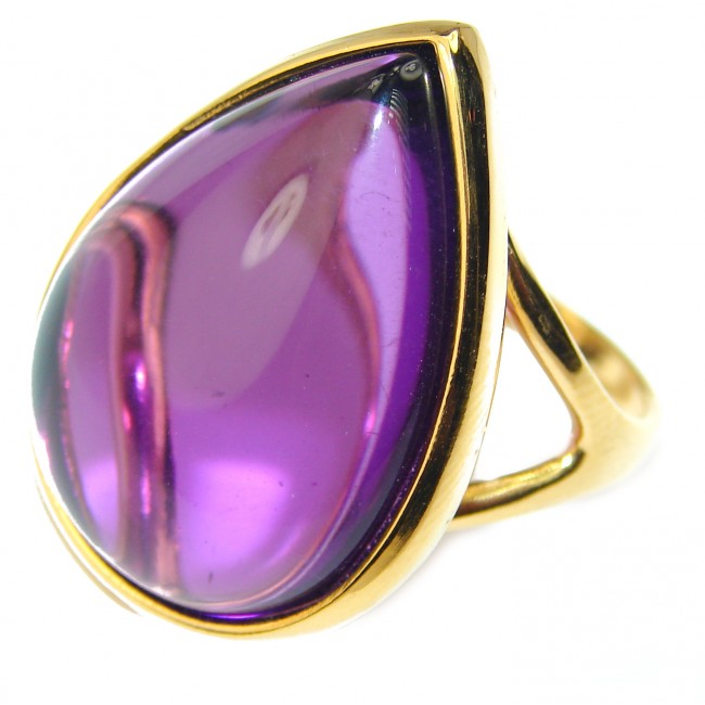 Spectacular Amethyst 14K Gold over .925 Sterling Silver Handcrafted Large Ring size 6 3/4