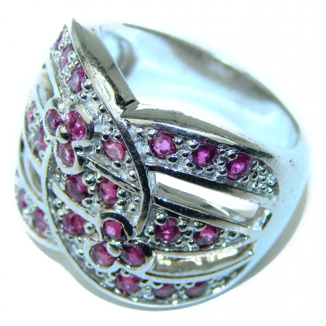 Fancy Authentic Ruby .925 Sterling Silver Large handcrafted Ring size 7 3/4