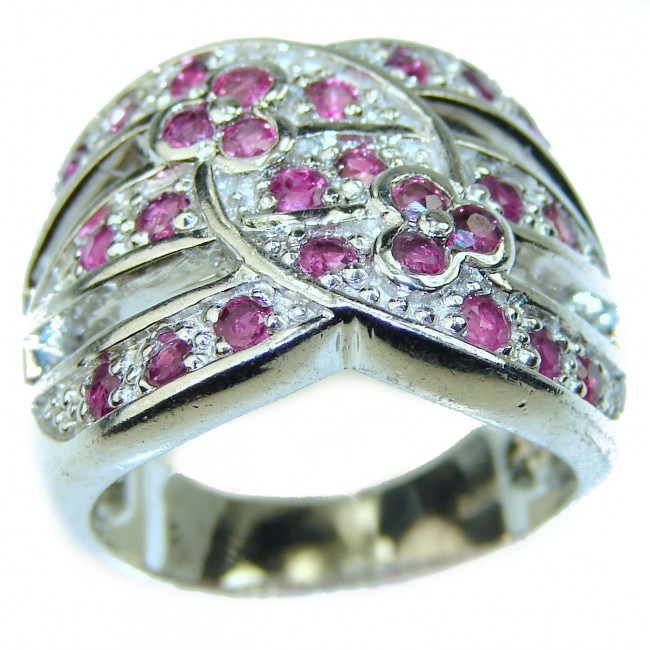 Fancy Authentic Ruby .925 Sterling Silver Large handcrafted Ring size 7 3/4