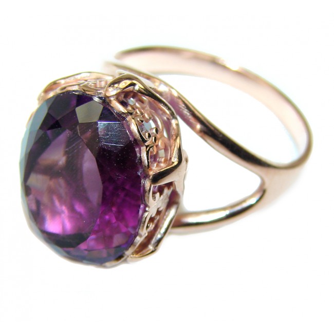 Spectacular 17.5 carat Amethyst 18K Gold over .925 Sterling Silver Handcrafted Ring size 8