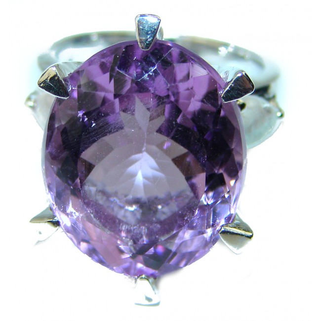 Spectacular 15.5 carat Amethyst .925 Sterling Silver Handcrafted Ring size 6