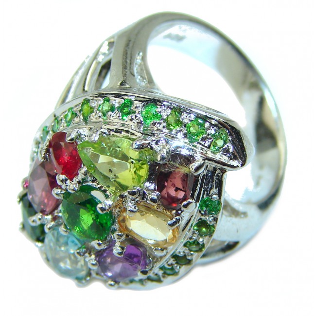 Tropical Trail 15.5 carat multigems .925 Sterling Silver Handcrafted Ring size 6 1/2