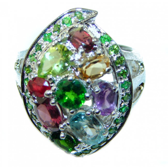 Tropical Trail 15.5 carat multigems .925 Sterling Silver Handcrafted Ring size 6 1/2