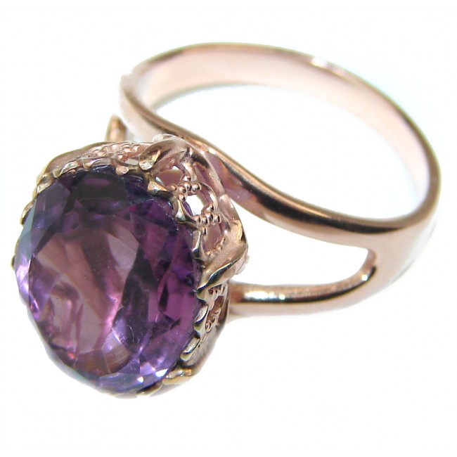 Spectacular 8.5 carat Amethyst 18K Gold over .925 Sterling Silver Handcrafted Ring size 6