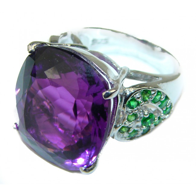 Spectacular 25.5 carat Amethyst .925 Sterling Silver Handcrafted Large Ring size 7