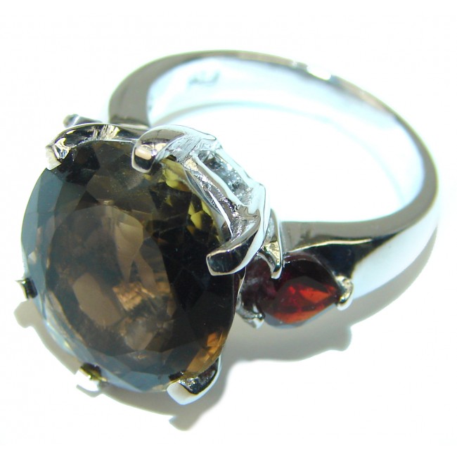 Royal Liqueur Champagne Smoky Topaz .925 Sterling Silver Ring size 7