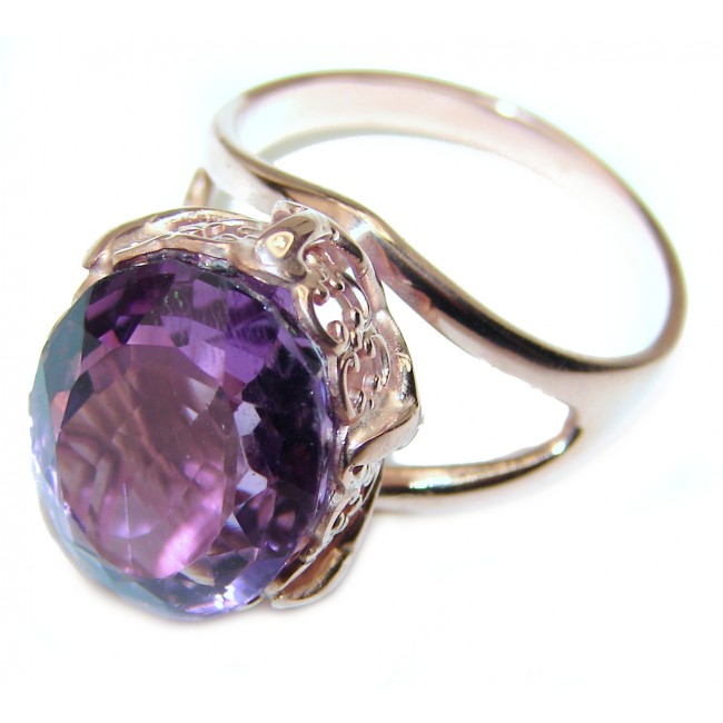 Spectacular 11.5 carat Amethyst 18K Gold over .925 Sterling Silver Handcrafted Ring size 7