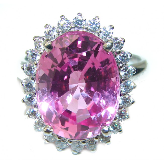 Real Diva oval cut Pink Topaz .925 Silver handcrafted Cocktail Ring s. 6 3/4