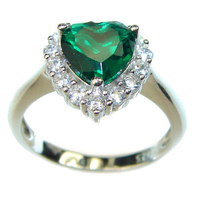 Endless Love Emerald .925 Sterling Silver handmade Ring s. 7 3/4