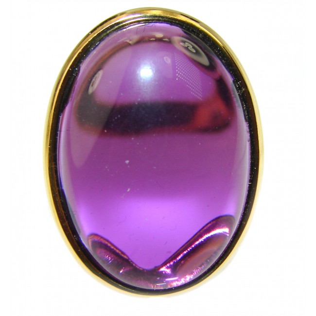 Spectacular Amethyst 14K Gold vermeil .925 Sterling Silver Handcrafted Large Ring size 6 3/4
