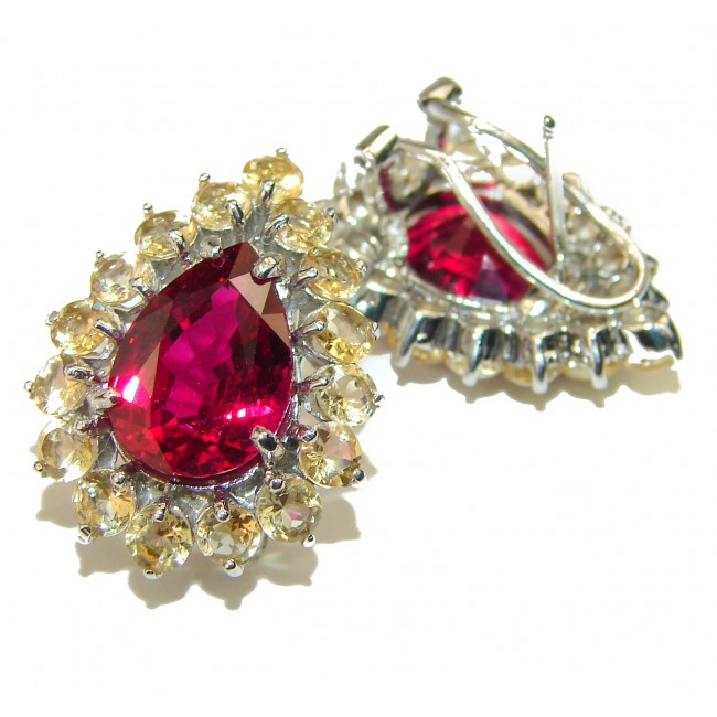 Spectacular 22.5 carat Ruby .925 Sterling Silver handcrafted earrings