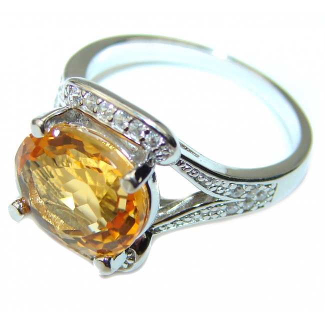 Royal Style 9.5 carat Citrine .925 Sterling Silver handmade Ring s. 7