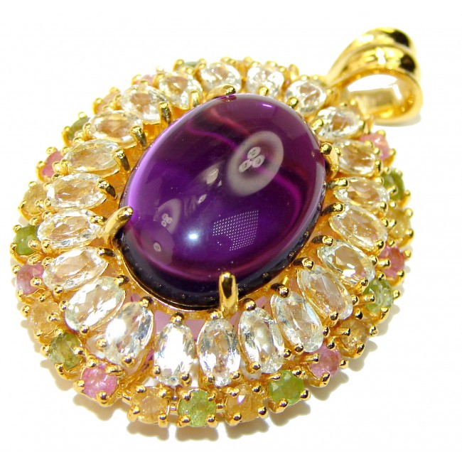 Deluxe Amethyst handmade Pendant in Vermeil yellow Gold Over .925 Sterling Silver